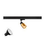 SLV 1012071 PURI 2.0 Lamp Set, Tube, 3-Phasen Spot, inkl. PAR16 GU10, 2700K, GU10, 6W, Phase, 38°, schwarz / goldfarben