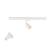 SLV 1012073 PURI 2.0 Lamp Set, Tube, 3-Phasen Spot, inkl. PAR16 GU10, 2700K, GU10, 6W, Phase, 38°, weiß