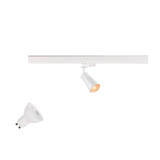 SLV 1012078 PURI 2.0 Lamp Set, Cone, 3-Phasen Spot, inkl. PAR16 GU10, 3000K, GU10, 6W, Phase, 38°, weiß